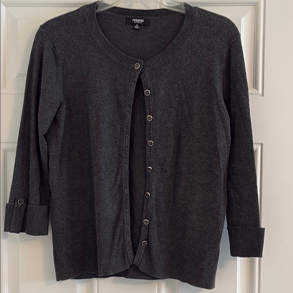 Charcoal Button-Front Cardigan